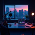 Flux_Dev_A_dimly_lit_modern_recording_studio_with_a_sleek_mini_1.jpeg